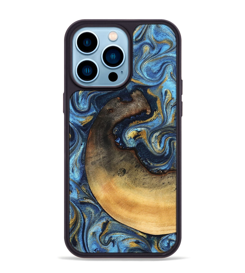 iPhone 14 Pro Max Wood Phone Case - Jericho (Teal & Gold, 824694)