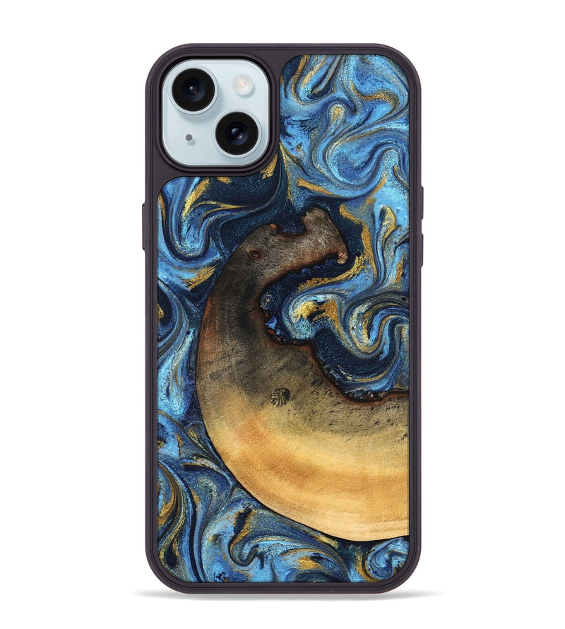 iPhone 15 Plus Wood Phone Case - Jericho (Teal & Gold, 824694)