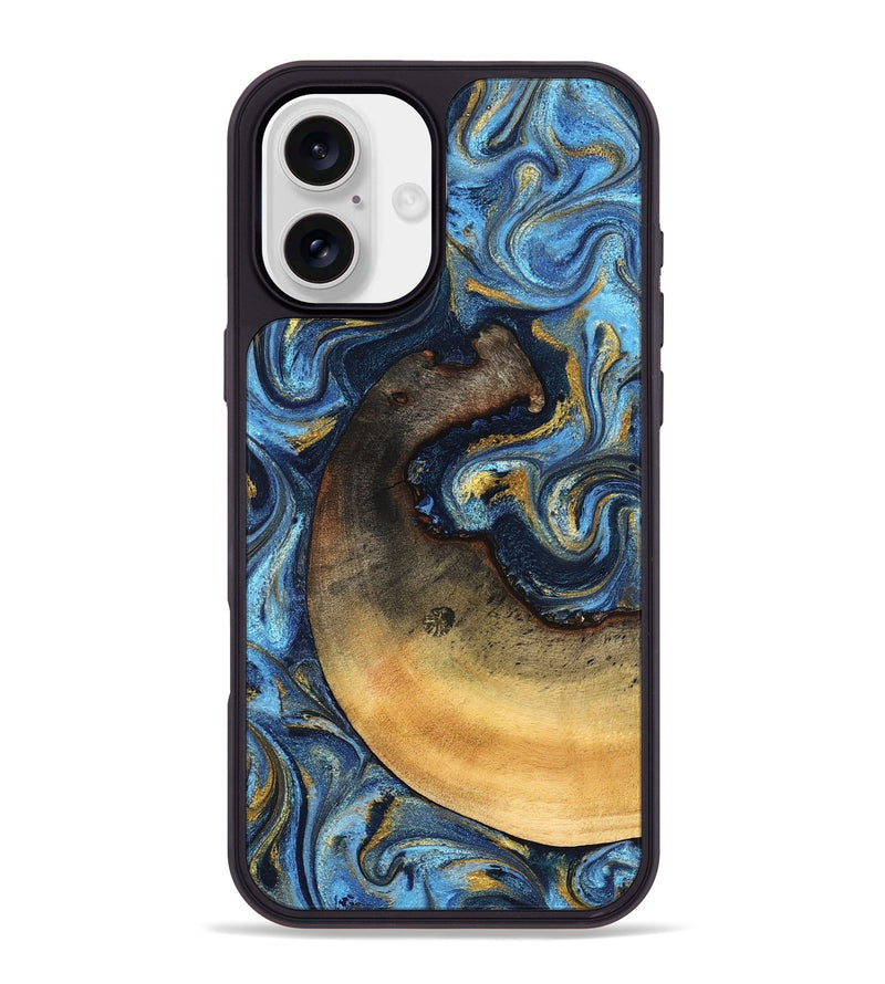 iPhone 16 Plus Wood Phone Case - Jericho (Teal & Gold, 824694)