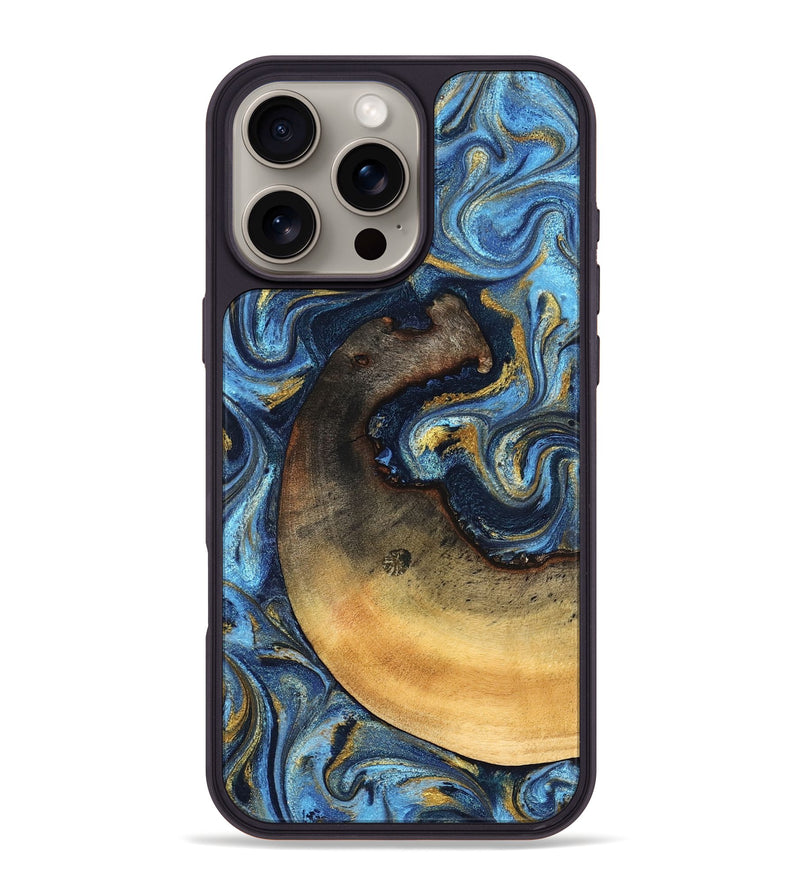 iPhone 16 Pro Max Wood Phone Case - Jericho (Teal & Gold, 824694)