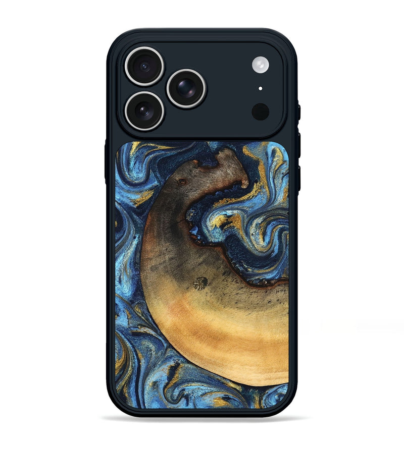 iPhone 17 Pro Max Wood Phone Case - Jericho (Teal & Gold, 824694)
