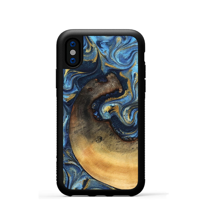 iPhone Xs Wood Phone Case - Jericho (Teal & Gold, 824694)
