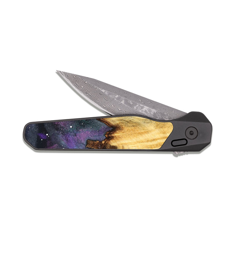 EDC Dark Damascus Wood Pocket Knife - Eboni (Cosmos, 824749)