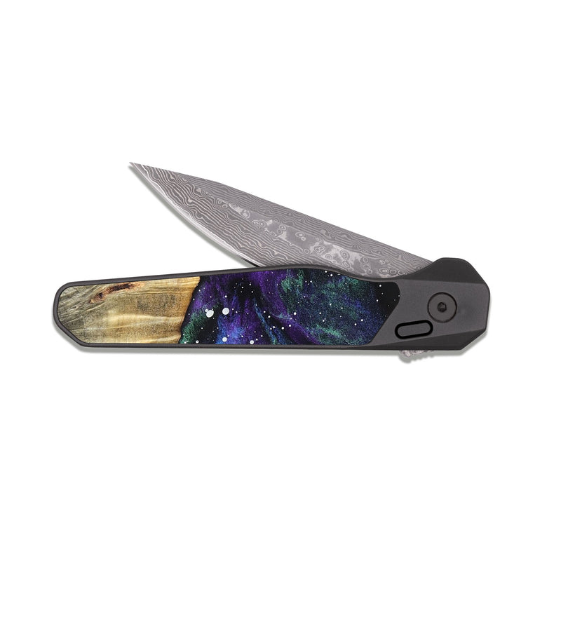 EDC Dark Damascus Wood Pocket Knife - Adelia (Cosmos, 824755)