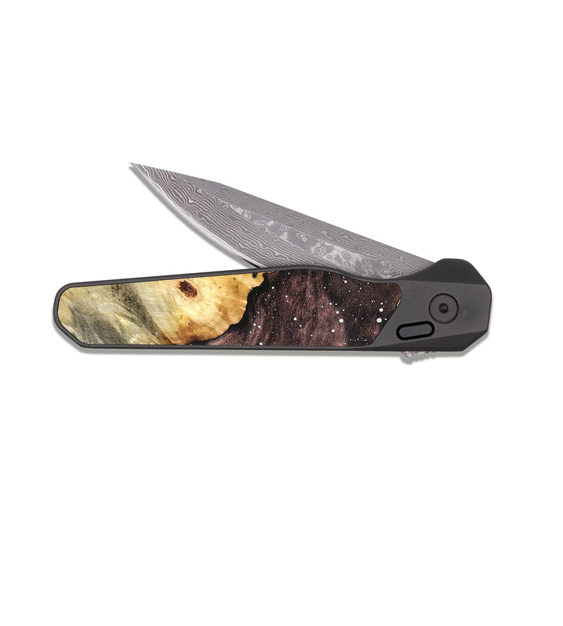EDC Dark Damascus Wood Pocket Knife - Porsha (Cosmos, 824756)