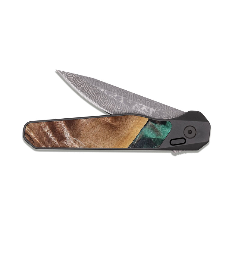 EDC Dark Damascus Wood Pocket Knife - Koa (Cosmos, 824769)