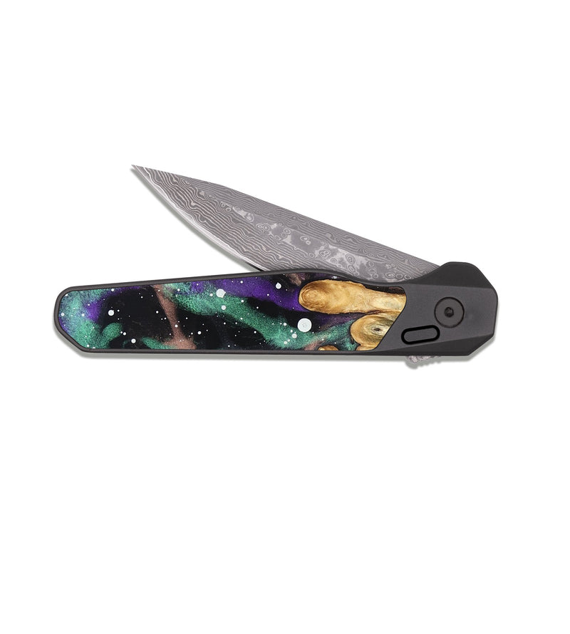 EDC Dark Damascus Wood Pocket Knife - Katrina (Cosmos, 824772)