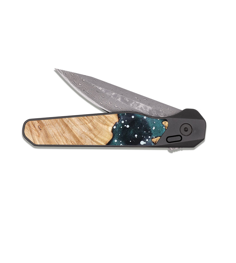 EDC Dark Damascus Wood Pocket Knife - Enos (Cosmos, 824773)