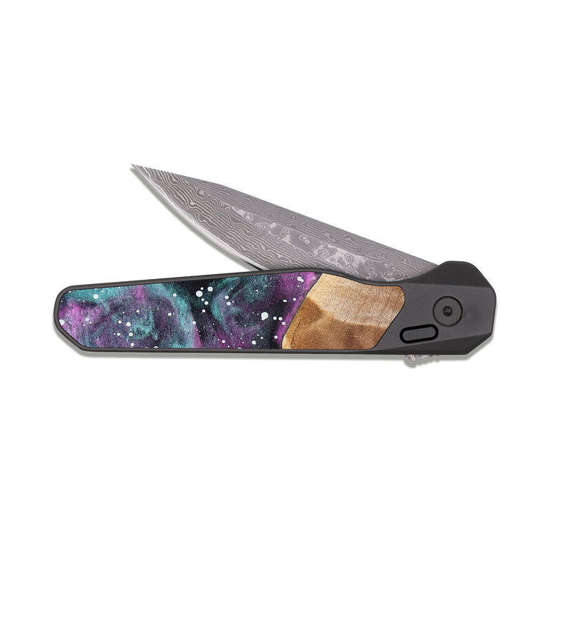 EDC Dark Damascus Wood Pocket Knife - Emely (Cosmos, 824775)