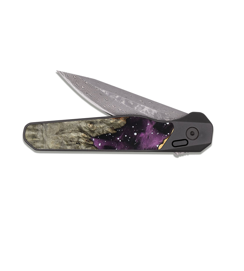 EDC Dark Damascus Wood Pocket Knife - Rivka (Cosmos, 824781)
