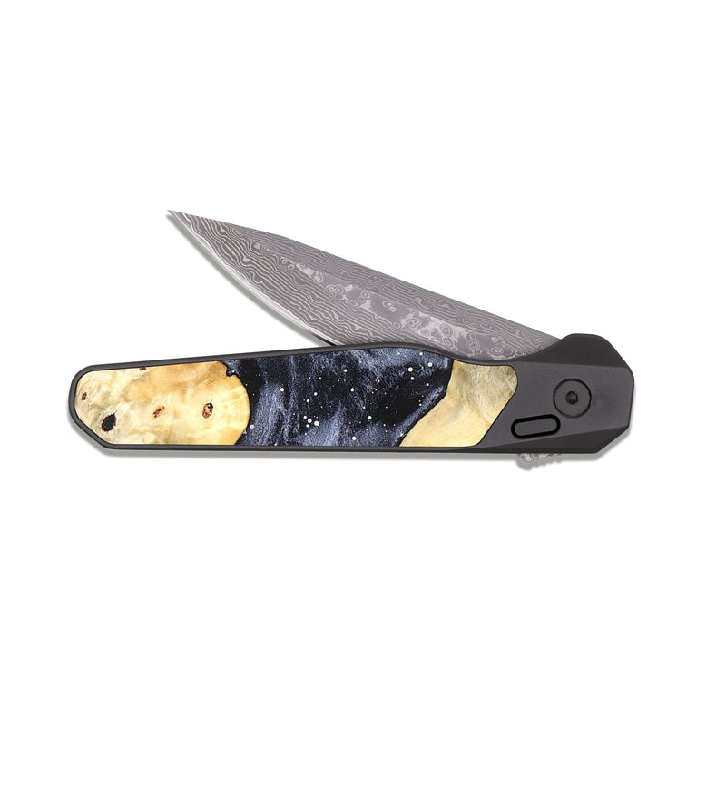 EDC Dark Damascus Wood Pocket Knife - Zella (Cosmos, 824782)
