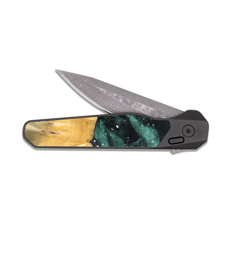 EDC Dark Damascus Wood Pocket Knife - Iola (Cosmos, 824786)