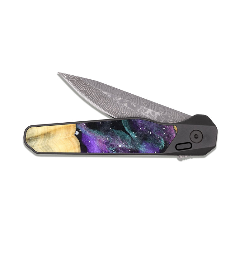 EDC Dark Damascus Wood Pocket Knife - Corene (Cosmos, 824797)