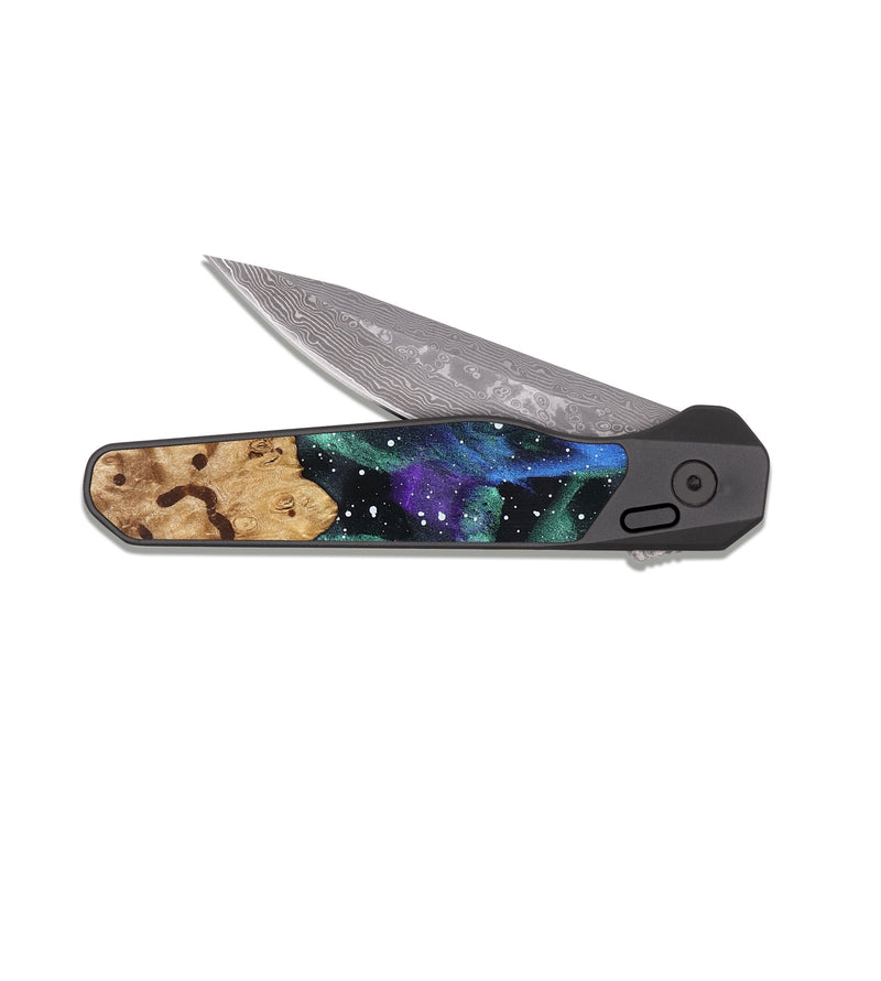 EDC Dark Damascus Wood Pocket Knife - Dock (Cosmos, 824805)