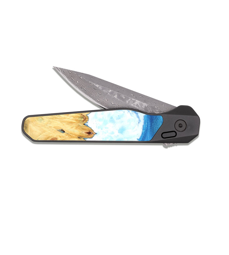EDC Dark Damascus Wood Pocket Knife - Curley (Coastal, 824808)