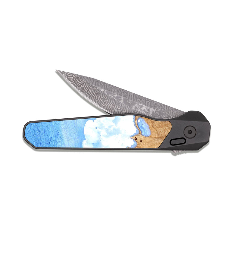 EDC Dark Damascus Wood Pocket Knife - Adela (Coastal, 824814)