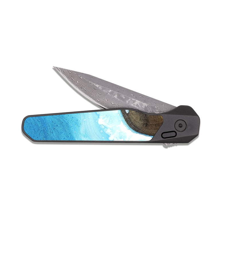 EDC Dark Damascus Wood Pocket Knife - Clarisa (Coastal, 824815)