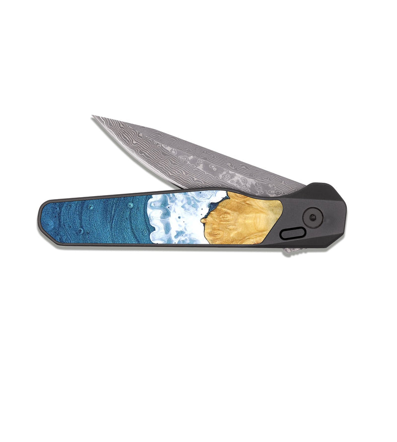 EDC Dark Damascus Wood Pocket Knife - Vicente (Coastal, 824816)