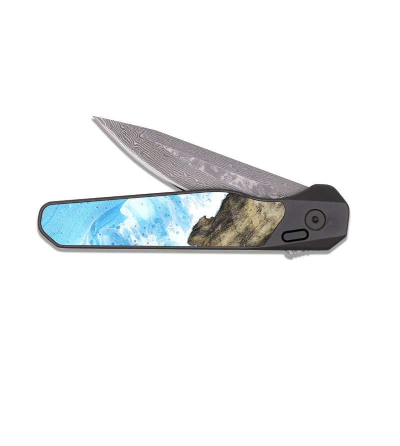 EDC Dark Damascus Wood Pocket Knife - Alyvia (Coastal, 824833)