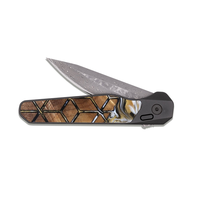 EDC Dark Damascus Wood Pocket Knife - Valerie (Pattern, 824837)