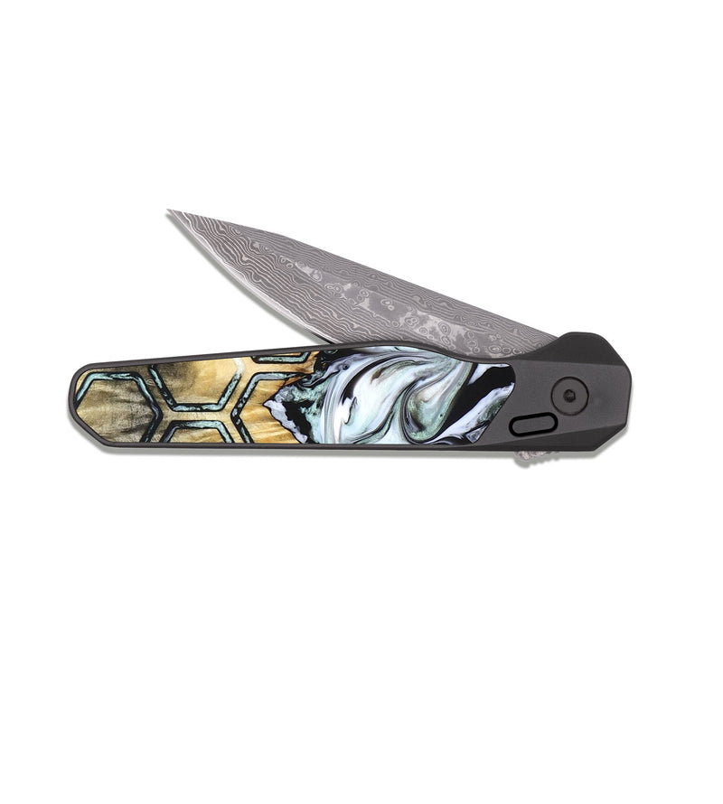 EDC Dark Damascus Wood Pocket Knife - Elwood (Pattern, 824846)