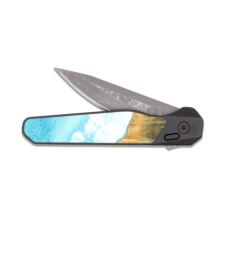 EDC Dark Damascus Wood Pocket Knife - Jacey (Coastal, 824849)