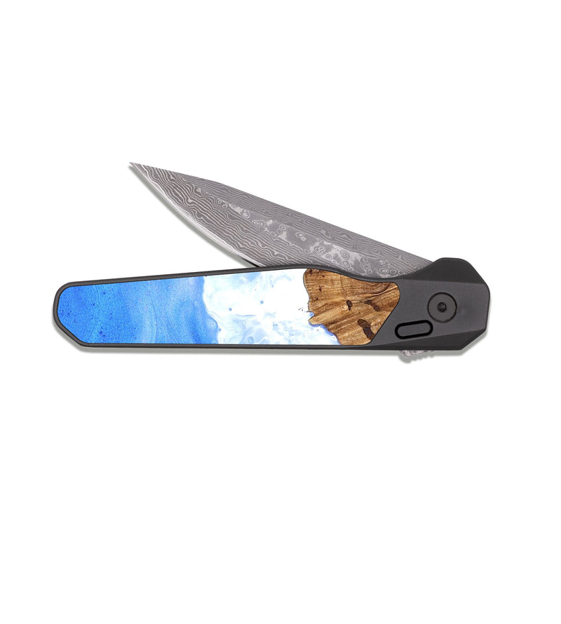 EDC Dark Damascus Wood Pocket Knife - Azariah (Coastal, 824855)