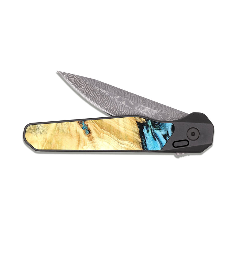 EDC Dark Damascus Wood Pocket Knife - Anakin (Blue, 824857)