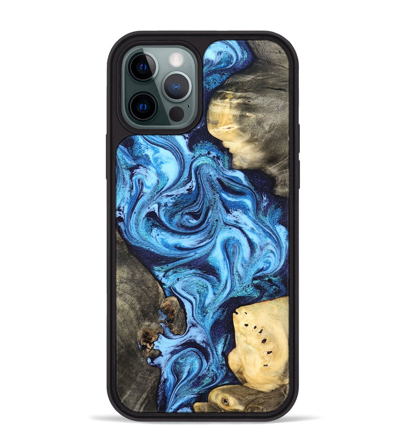 iPhone 12 Pro Max Wood Phone Case - Brandi (Blue, 824858)