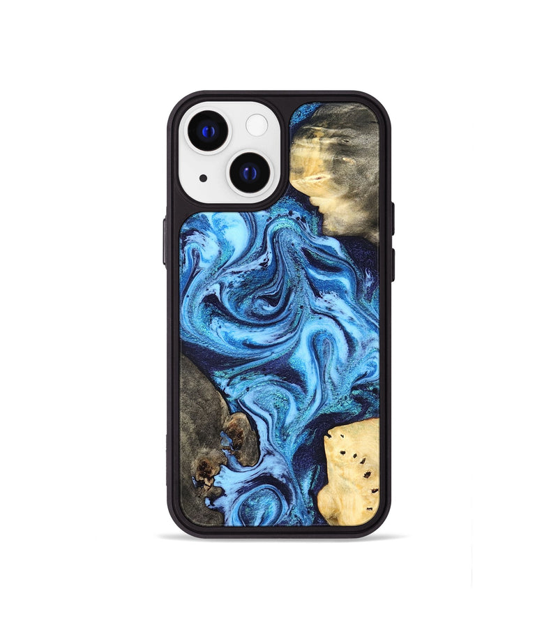 iPhone 13 mini Wood Phone Case - Brandi (Blue, 824858)