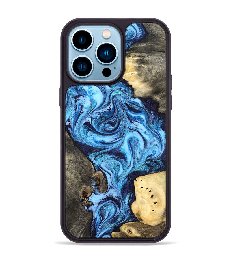 iPhone 14 Pro Max Wood Phone Case - Brandi (Blue, 824858)