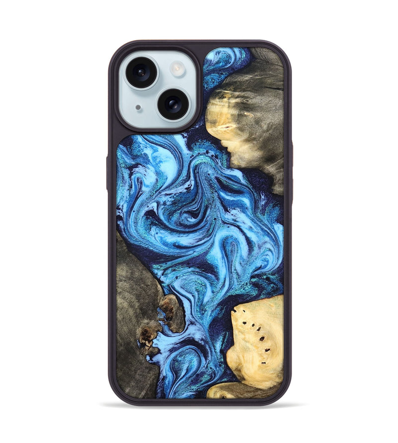 iPhone 15 Wood Phone Case - Brandi (Blue, 824858)