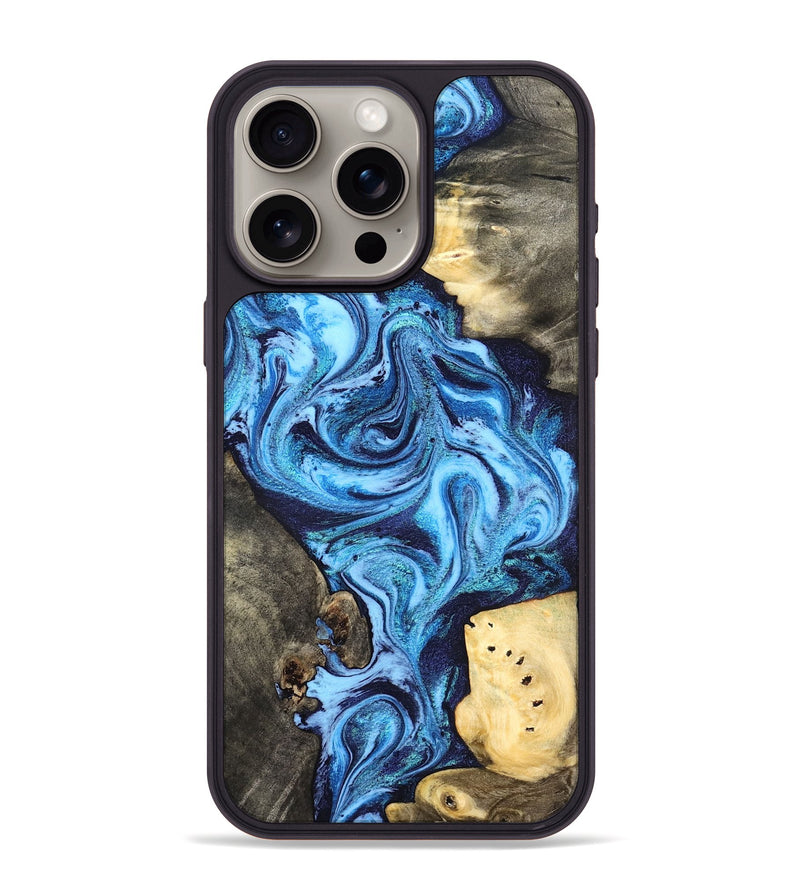 iPhone 15 Pro Max Wood Phone Case - Brandi (Blue, 824858)