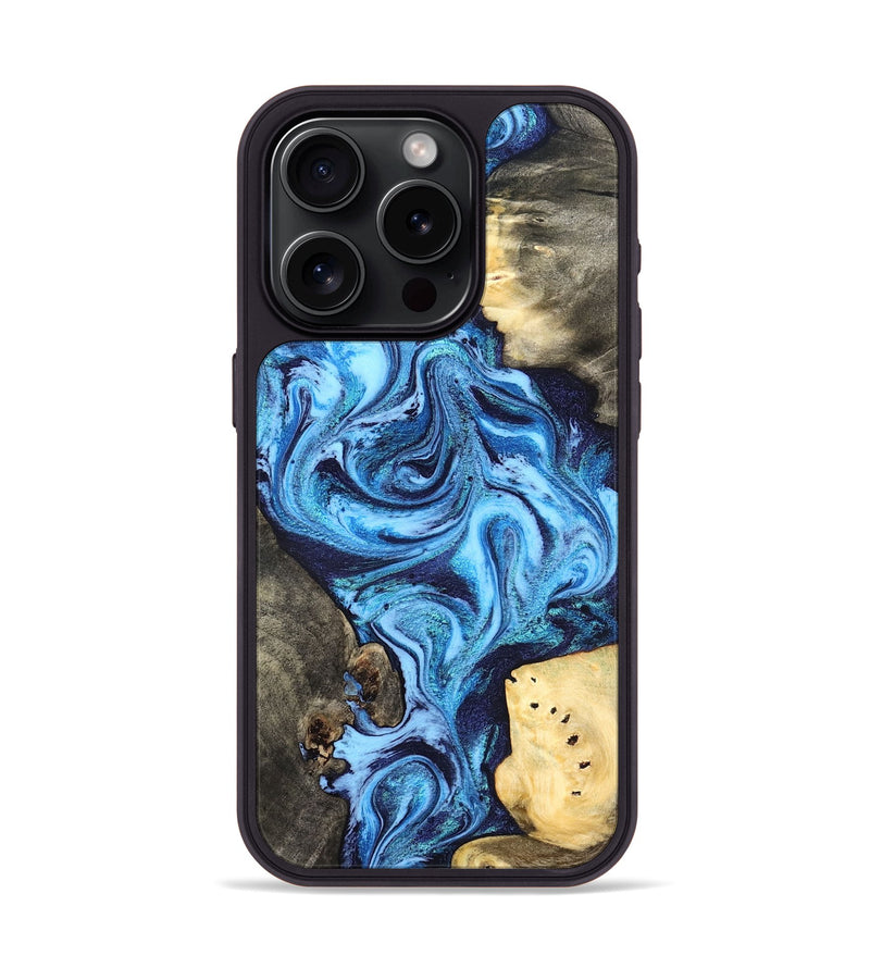 iPhone 15 Pro Wood Phone Case - Brandi (Blue, 824858)