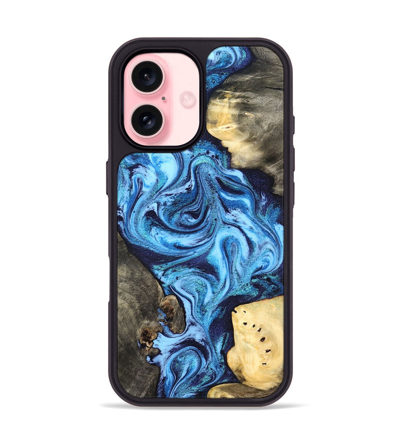 iPhone 16 Wood Phone Case - Brandi (Blue, 824858)