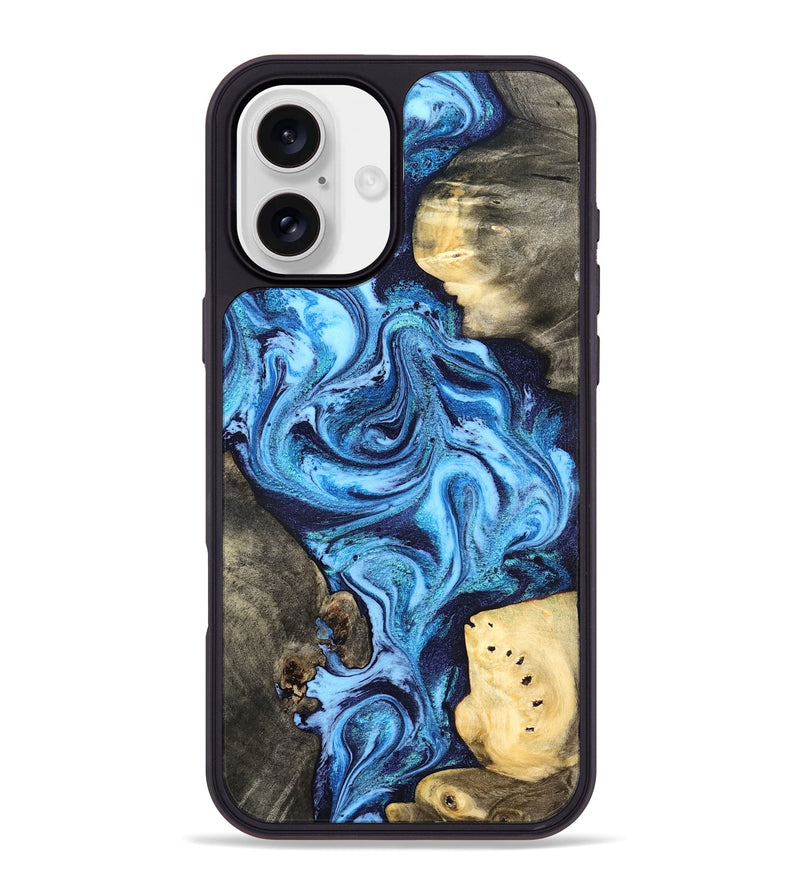 iPhone 16 Plus Wood Phone Case - Brandi (Blue, 824858)
