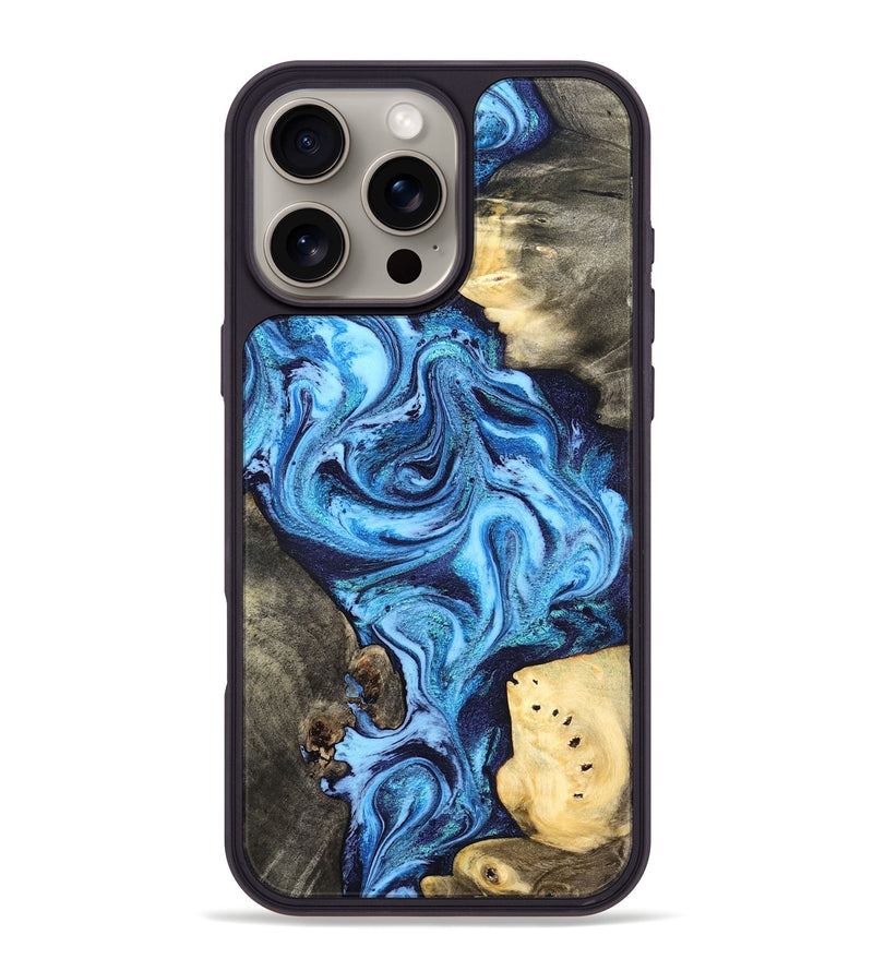 iPhone 16 Pro Max Wood Phone Case - Brandi (Blue, 824858)