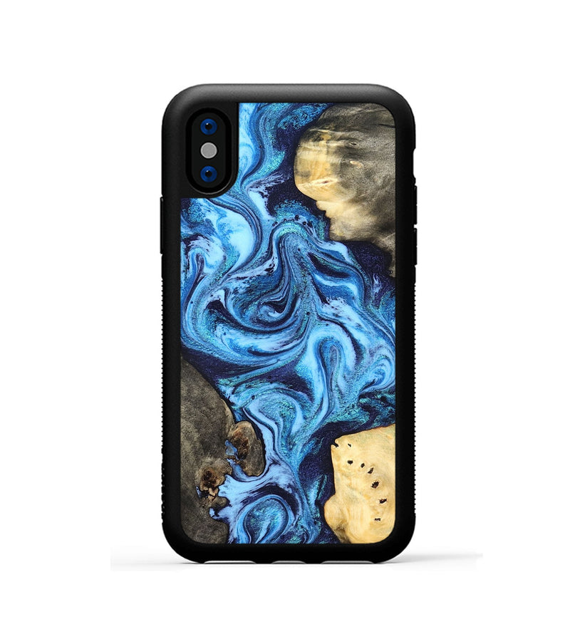 iPhone Xs Wood Phone Case - Brandi (Blue, 824858)
