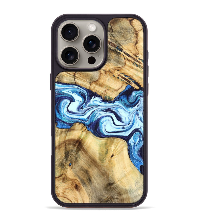 iPhone 16 Pro Max Wood Phone Case - Mario (Blue, 824859)