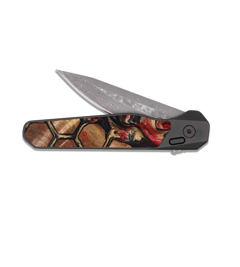 EDC Dark Damascus Wood Pocket Knife - Reta (Pattern, 824872)