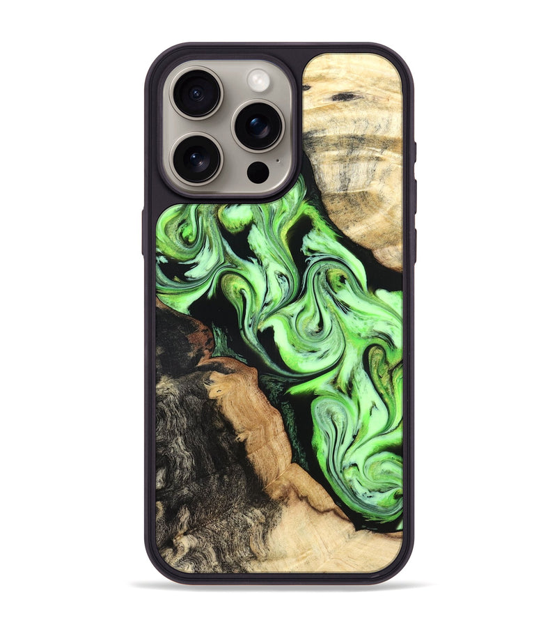 iPhone 15 Pro Max Wood Phone Case - Homer (Green, 824876)