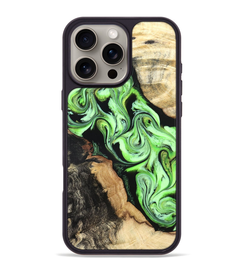 iPhone 16 Pro Max Wood Phone Case - Homer (Green, 824876)
