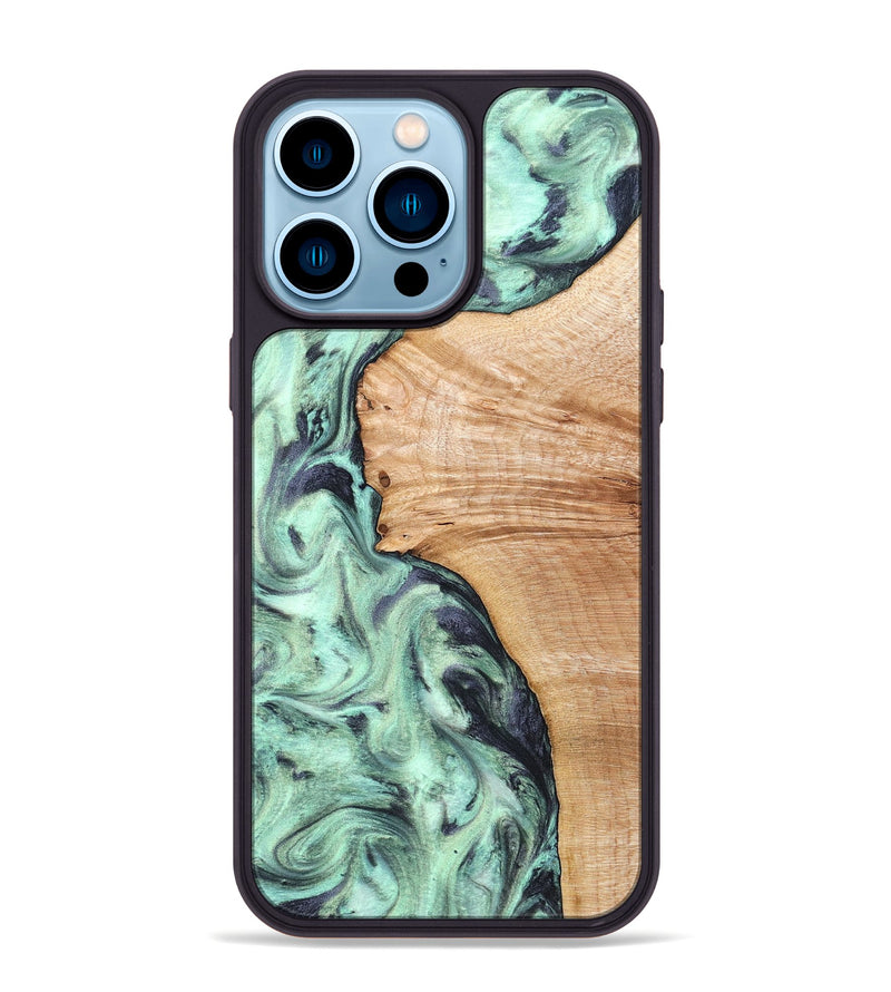 iPhone 14 Pro Max Wood Phone Case - Emerie (Green, 824877)