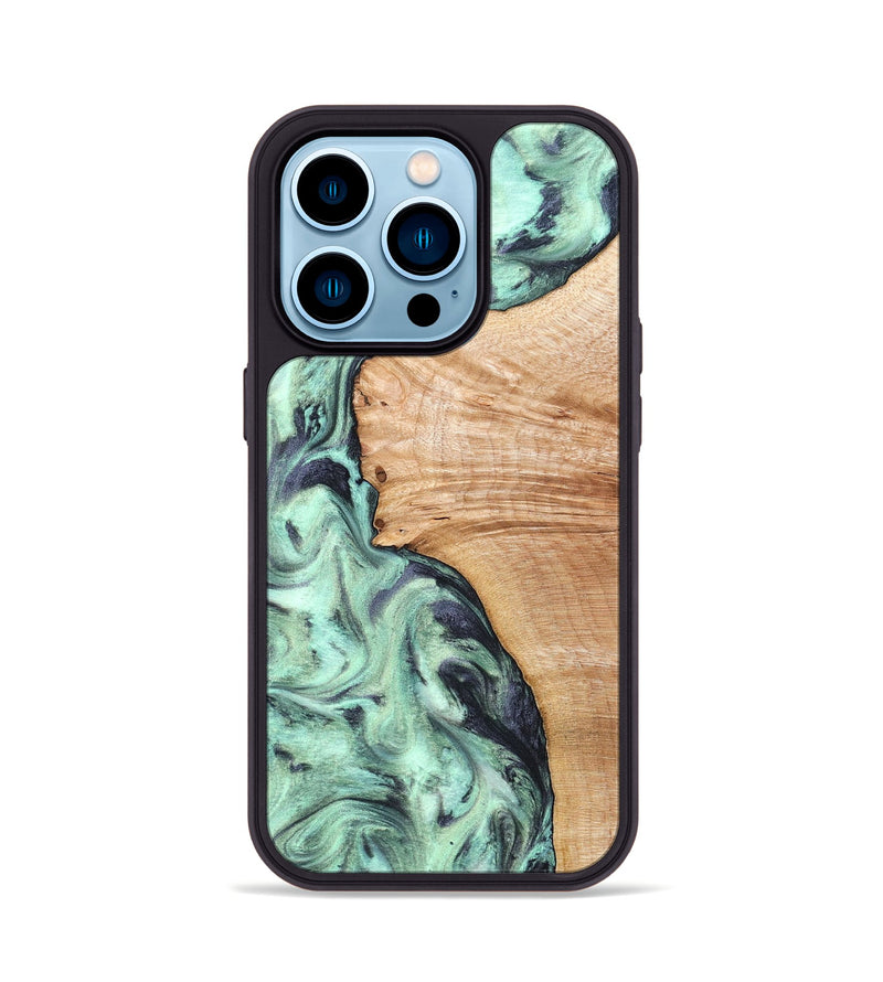 iPhone 14 Pro Wood Phone Case - Emerie (Green, 824877)