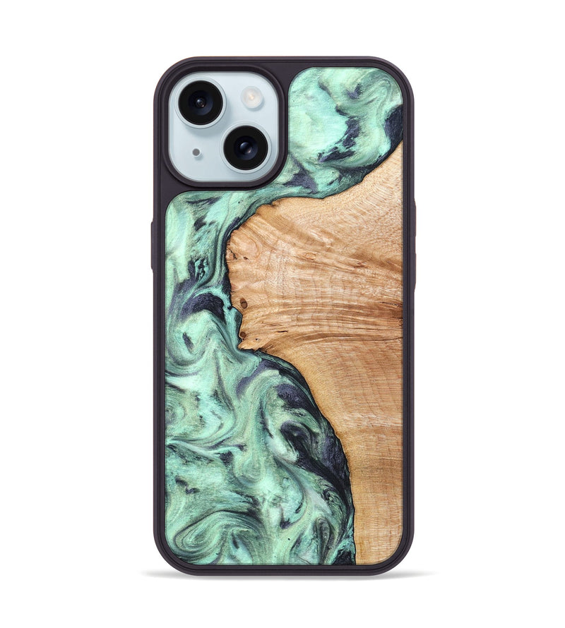 iPhone 15 Wood Phone Case - Emerie (Green, 824877)
