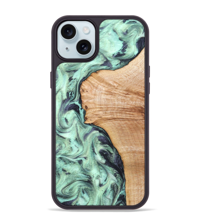 iPhone 15 Plus Wood Phone Case - Emerie (Green, 824877)