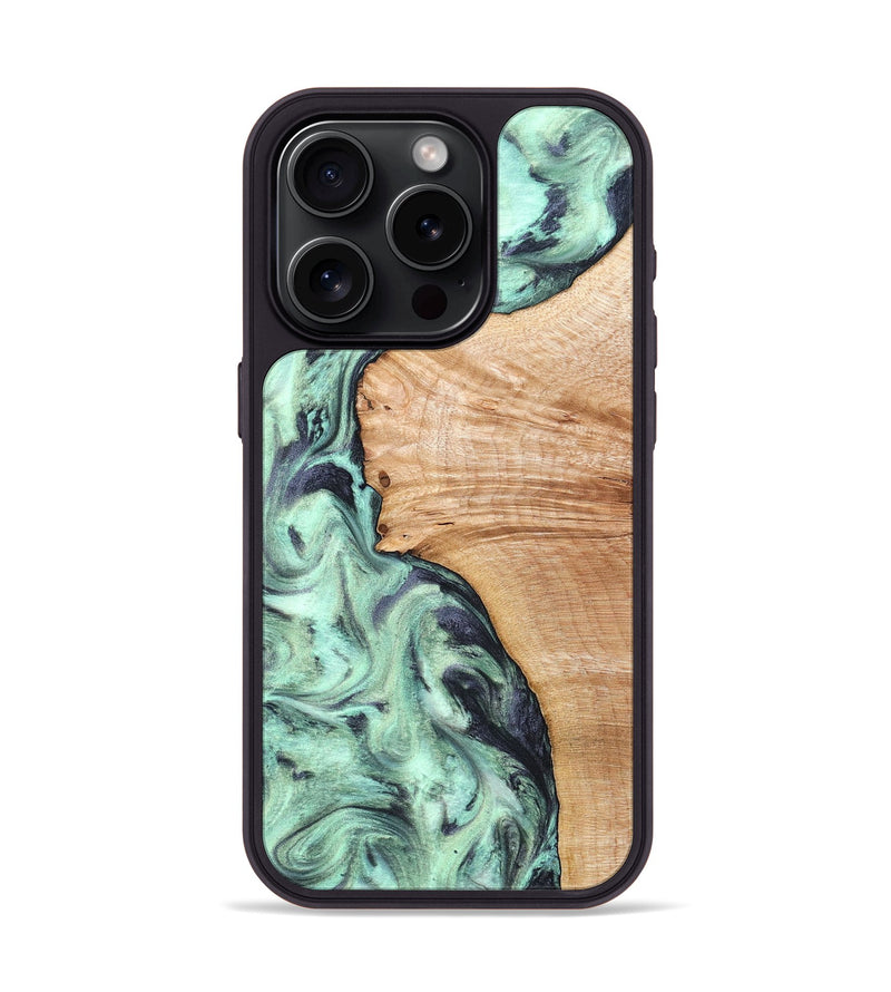 iPhone 15 Pro Wood Phone Case - Emerie (Green, 824877)