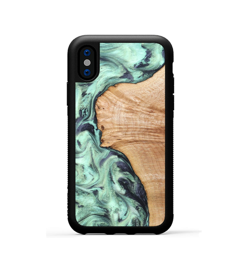 iPhone Xs Wood Phone Case - Emerie (Green, 824877)