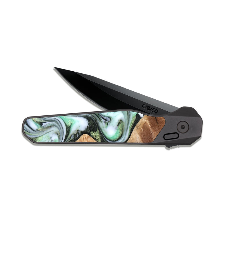 EDC Dark Slate Wood Pocket Knife - Shea (Green, 824878)
