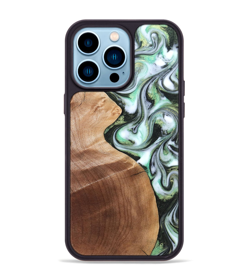 iPhone 14 Pro Max Wood Phone Case - Shea (Green, 824878)